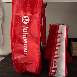 Lululemon Red and White Tote Bags